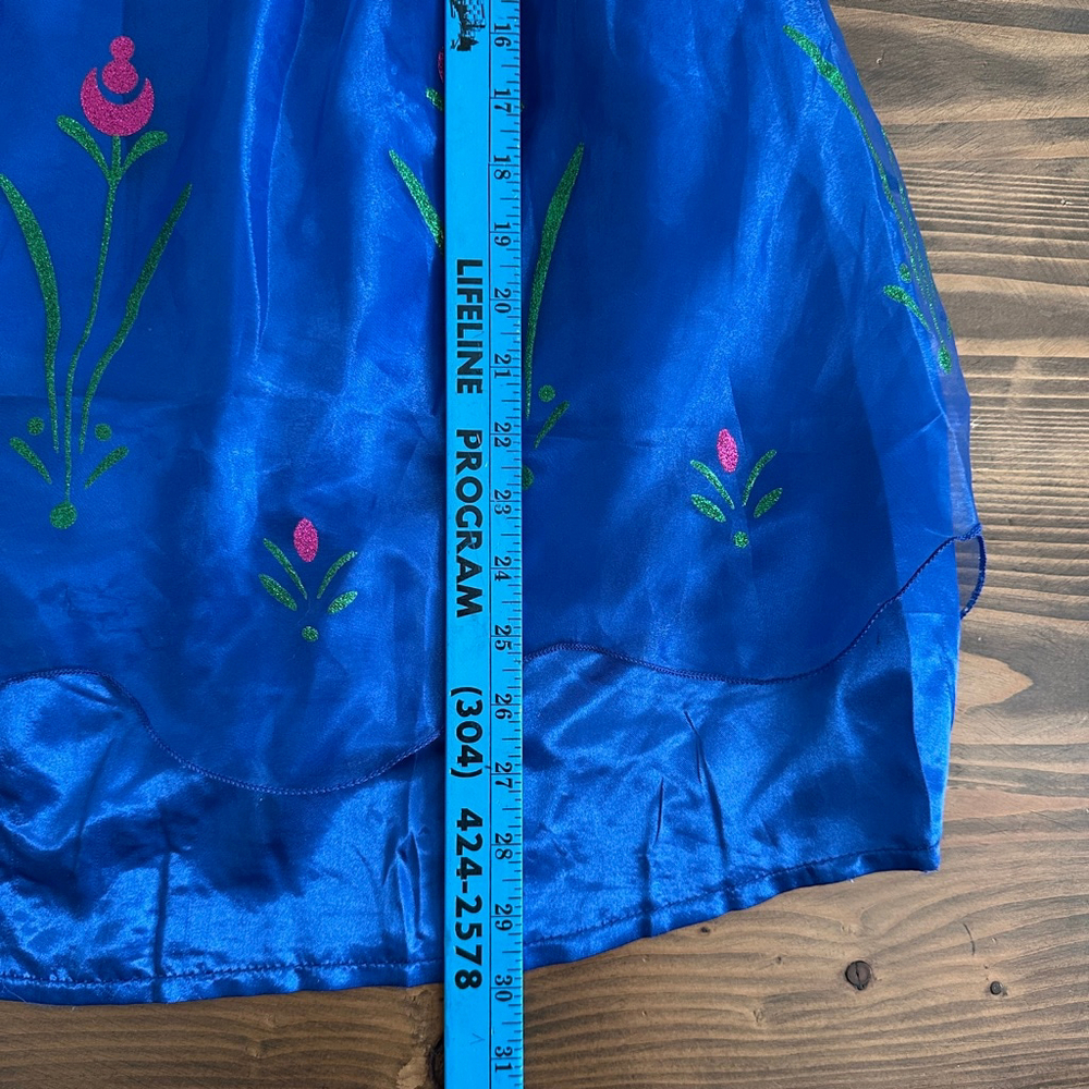 Girls Anna Inspired Halloween Costume Dress Blue Black Floral Size 120 - Picture 10 of 10
